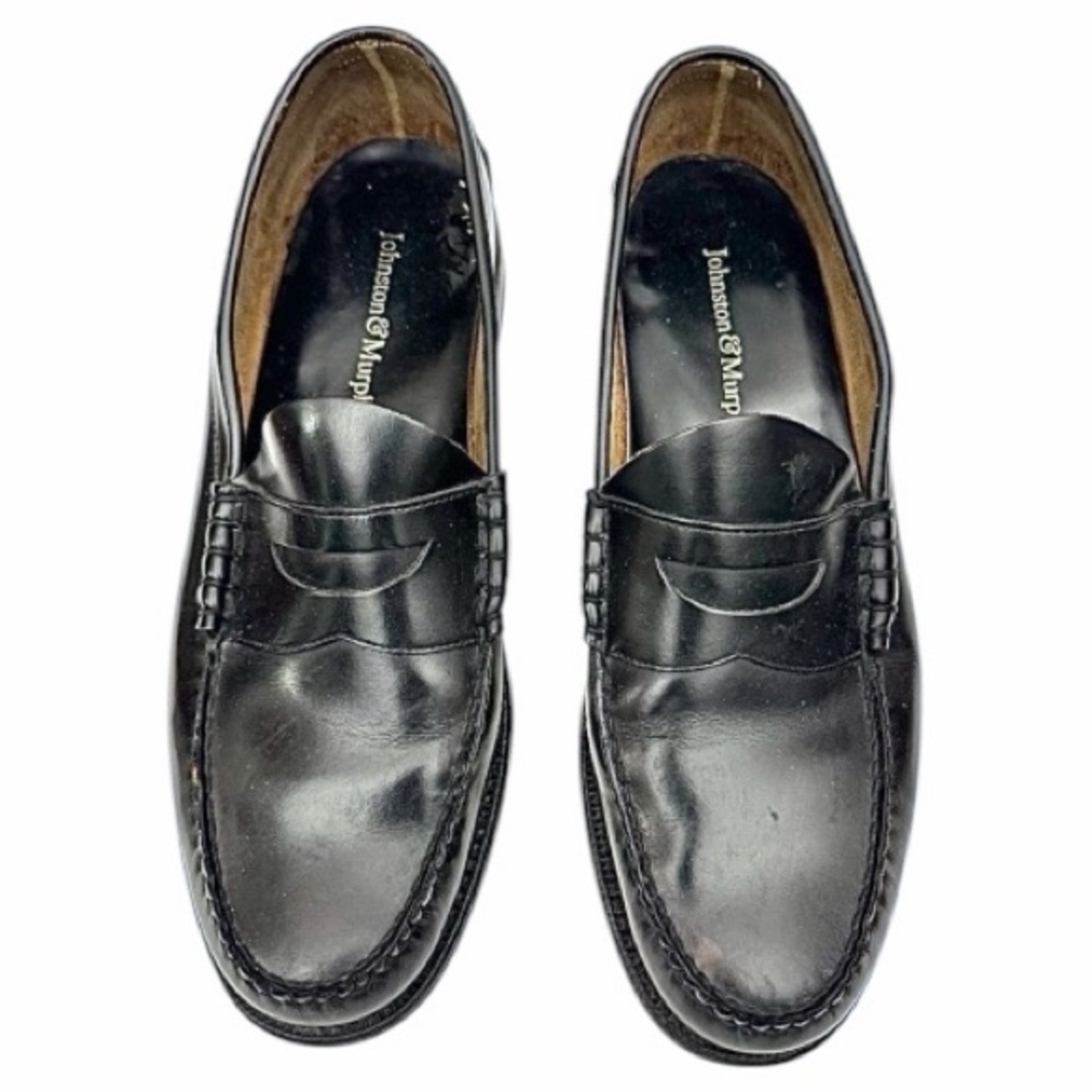 Johnston & Murphy Black Leather Penny Loafers Mens 12D Dress Slip On USA - Picture 7 of 9
